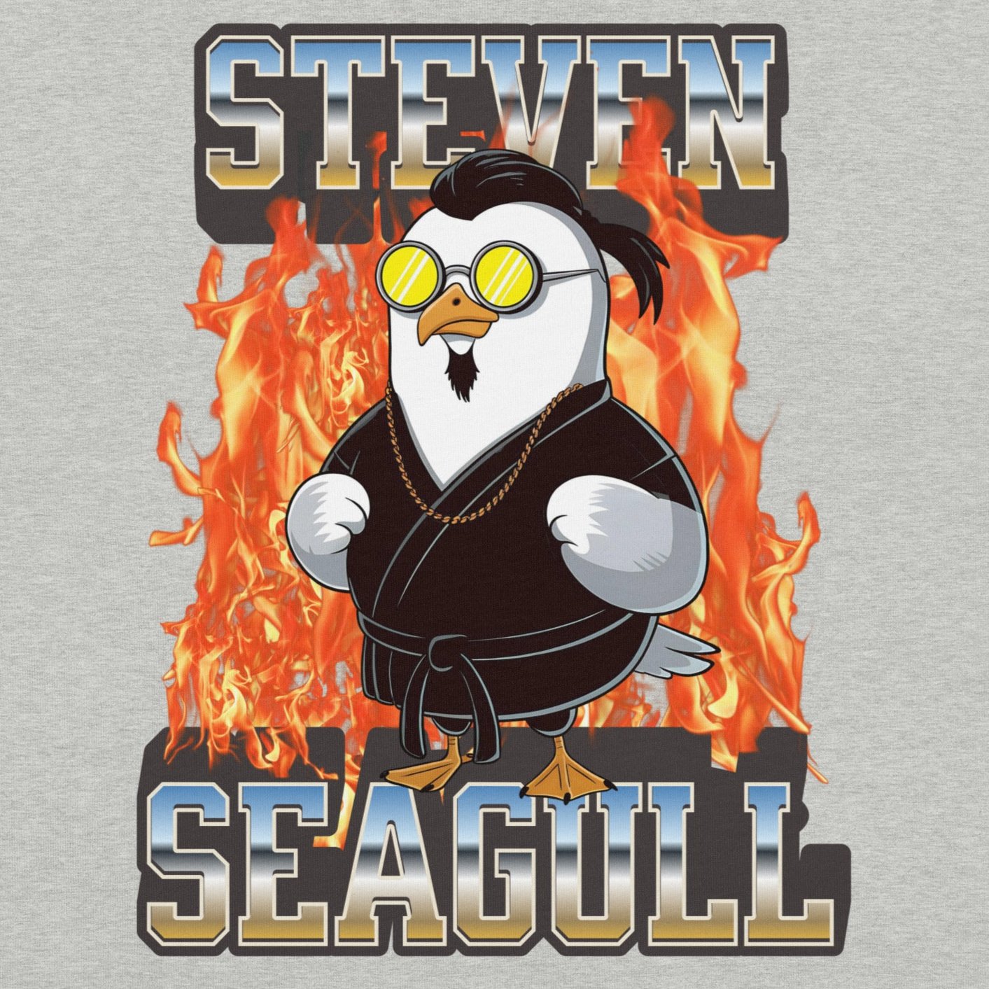Action Hero Parody – Steven "Seagull" Martial Arts Comedy Design
