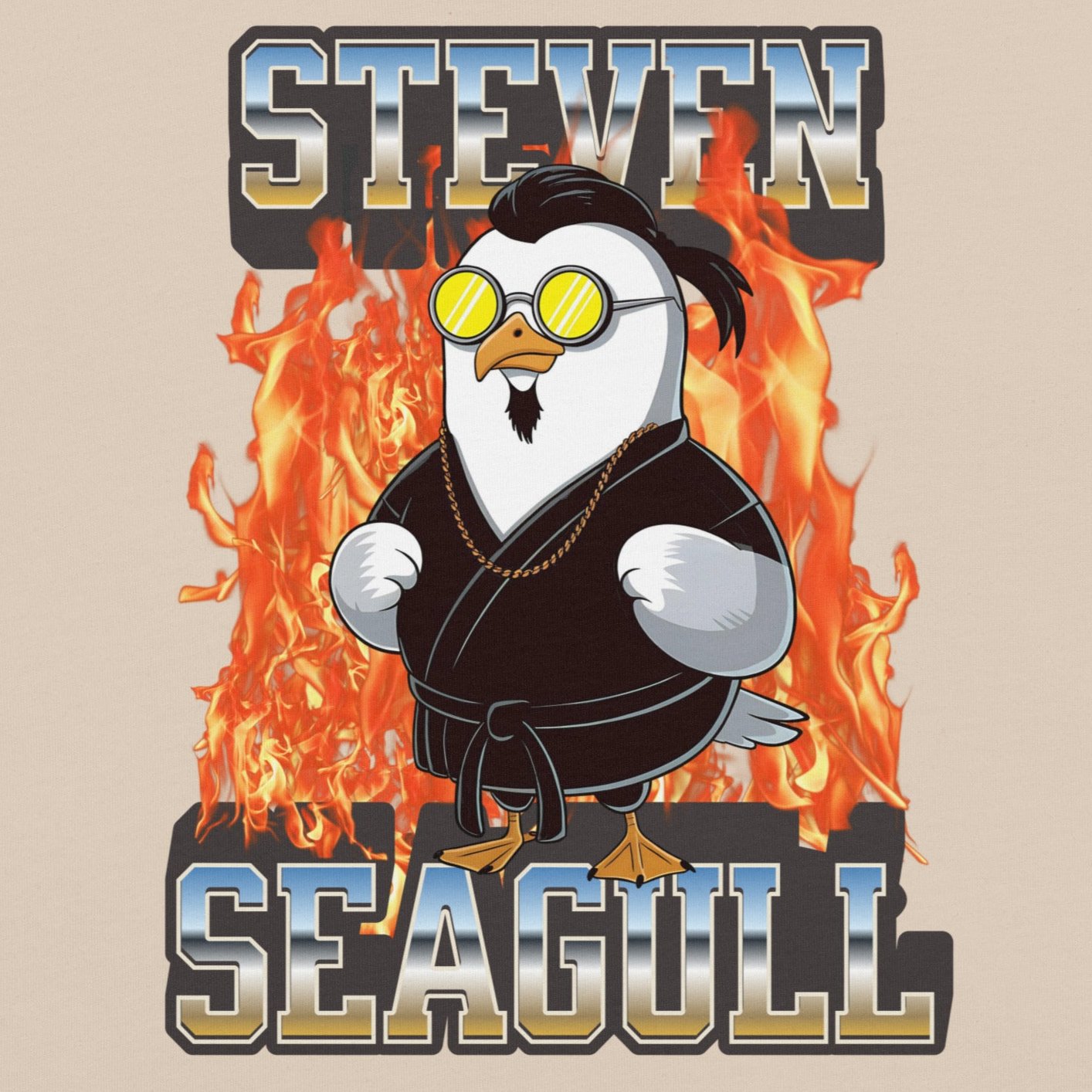 Action Hero Parody – Steven "Seagull" Martial Arts Comedy Design
