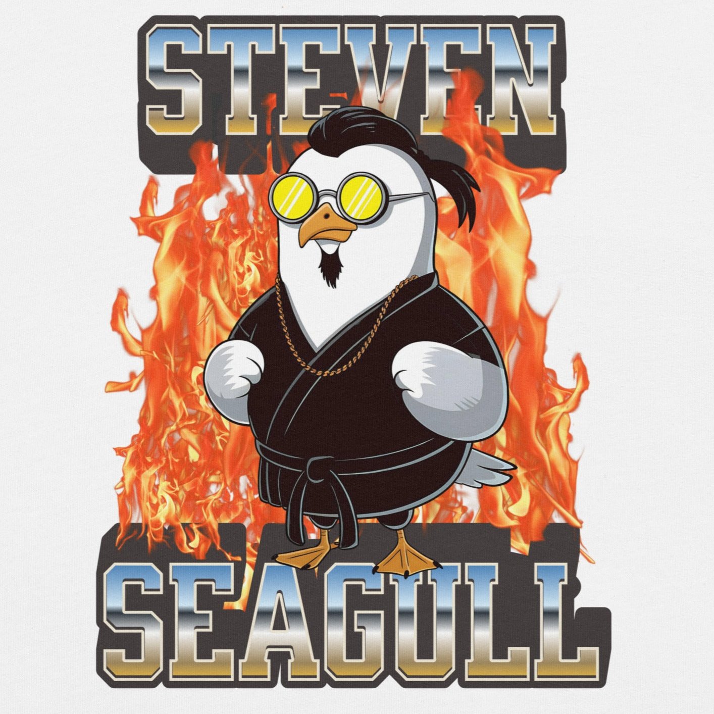 Action Hero Parody – Steven "Seagull" Martial Arts Comedy Design