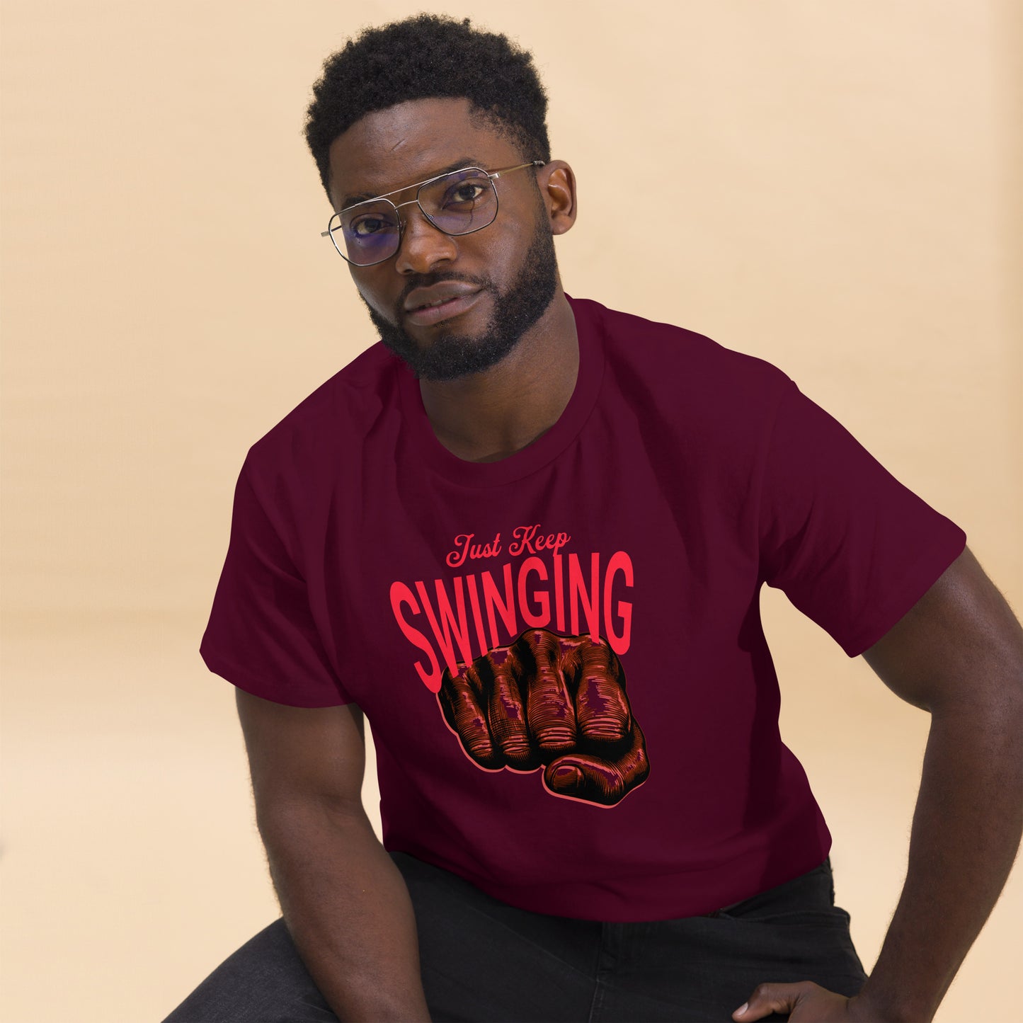 Musically Misheard Inspirational Men's classic tee - Just Keep Swinging #Mondegreen