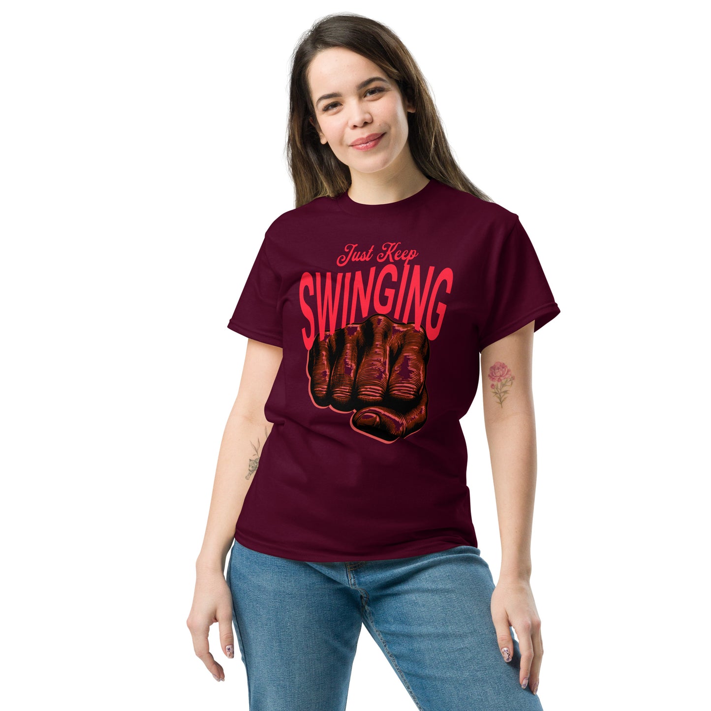 Musically Misheard Inspirational Men's classic tee - Just Keep Swinging #Mondegreen