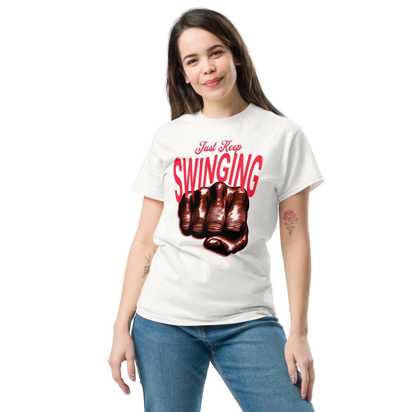 Musically Misheard Inspirational Men's classic tee - Just Keep Swinging #Mondegreen