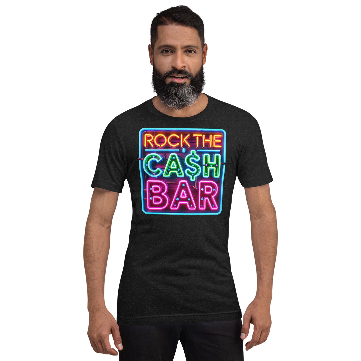 Misheard Lyric - Rock the Cash Bar: Funny Neon Sign Parody Art Unisex T-shirt