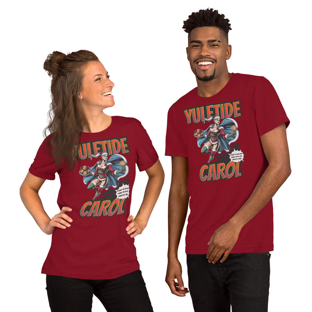 Yuletide Carol Funny Office Superhero Christmas Tee