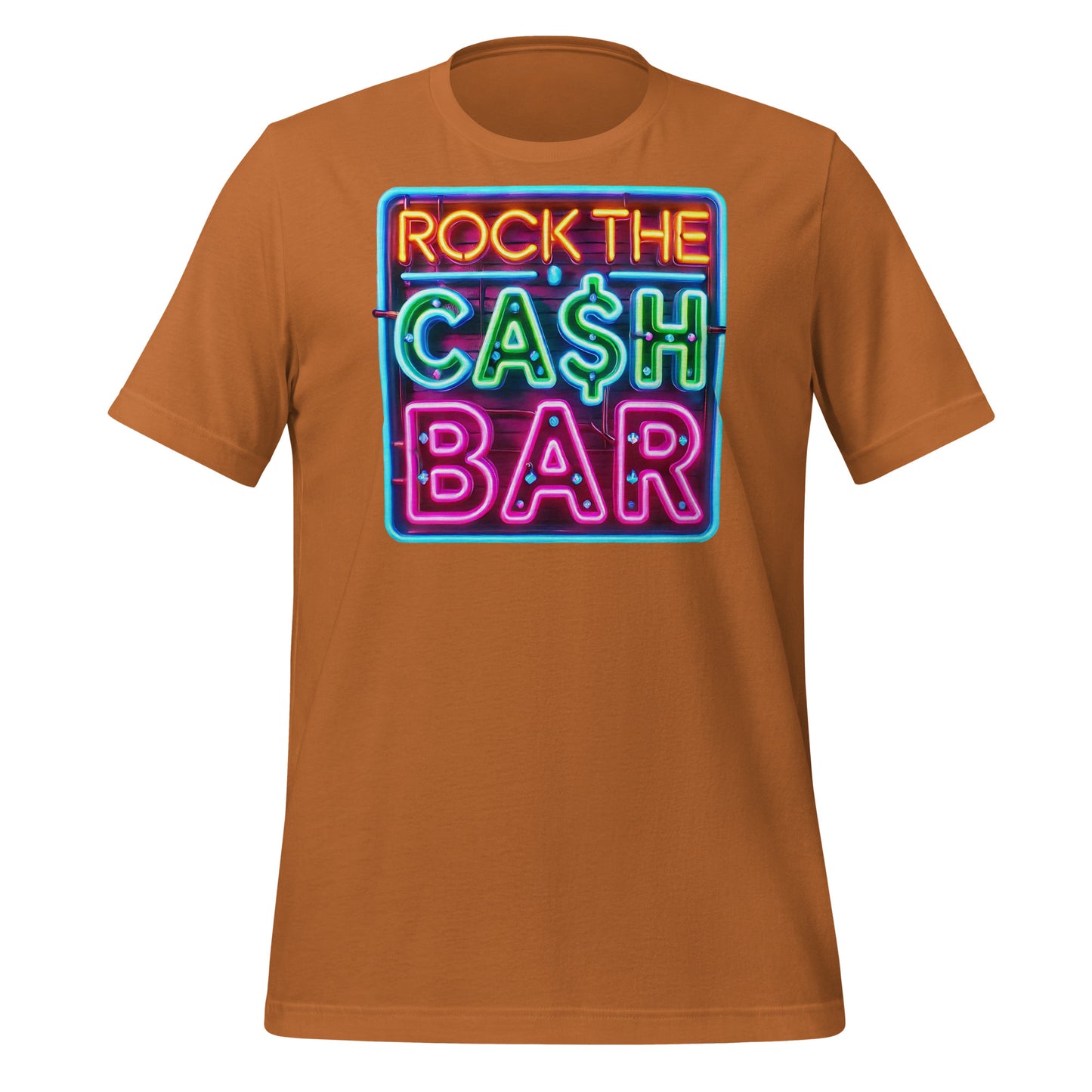 Misheard Lyric - Rock the Cash Bar: Funny Neon Sign Parody Art Unisex T-shirt